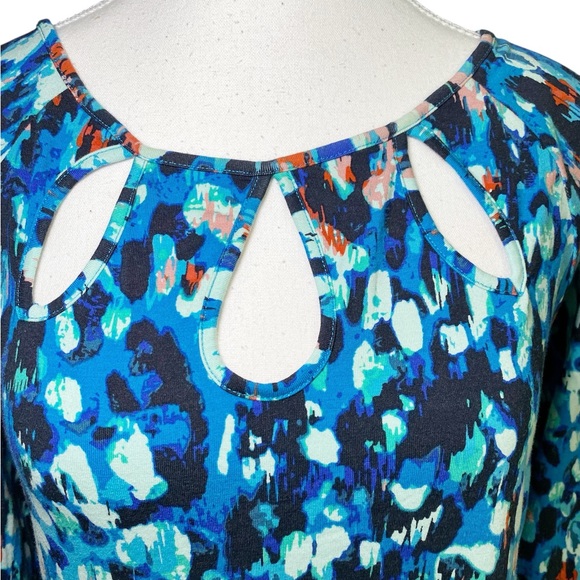 Soft Surroundings Blue Abstract Patterned Long Sleeve Maxi Dress - Picture 4 of 14